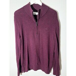Calvin Klein men’s Quarter Zip Knit Sweater – Size M Maroon color 100% Wool